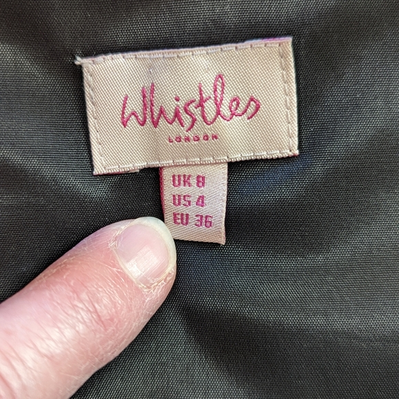 Whistles London Black 40s Style Puffed Sleeve Midi Dress Sweetheart Neckline - Picture 3 of 12